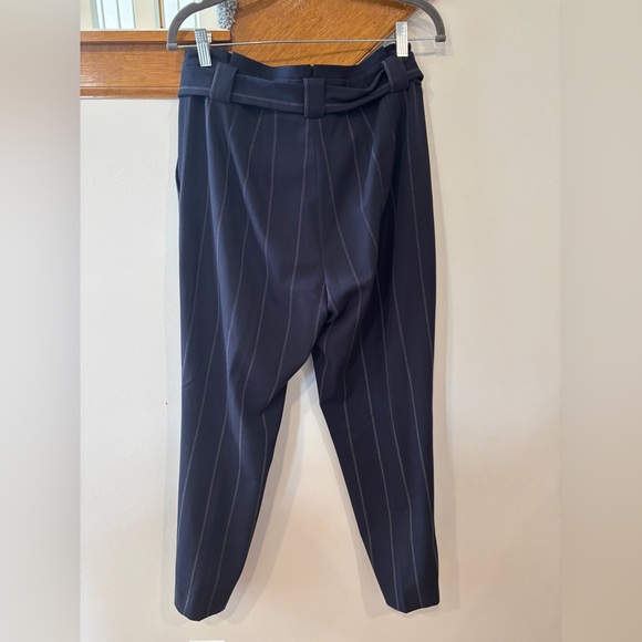 Express Women's Navy Pinstripe Pants with Paperbag Waist - 10 - Picture 3 of 6